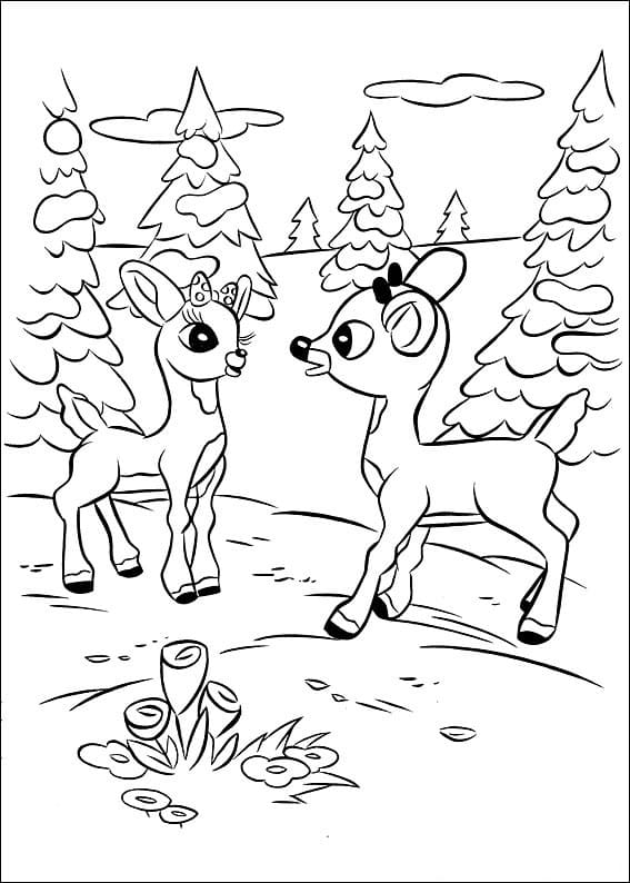 Desenho de Clarice e Rudolph para colorir