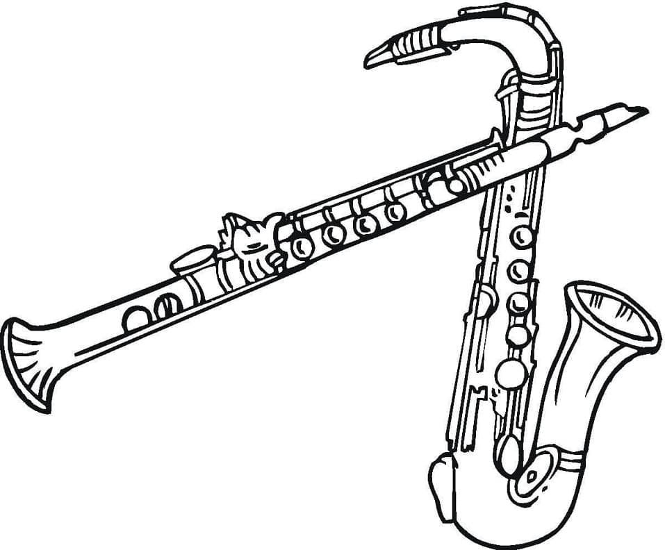 Desenho deClarinete e Saxofone para colorir