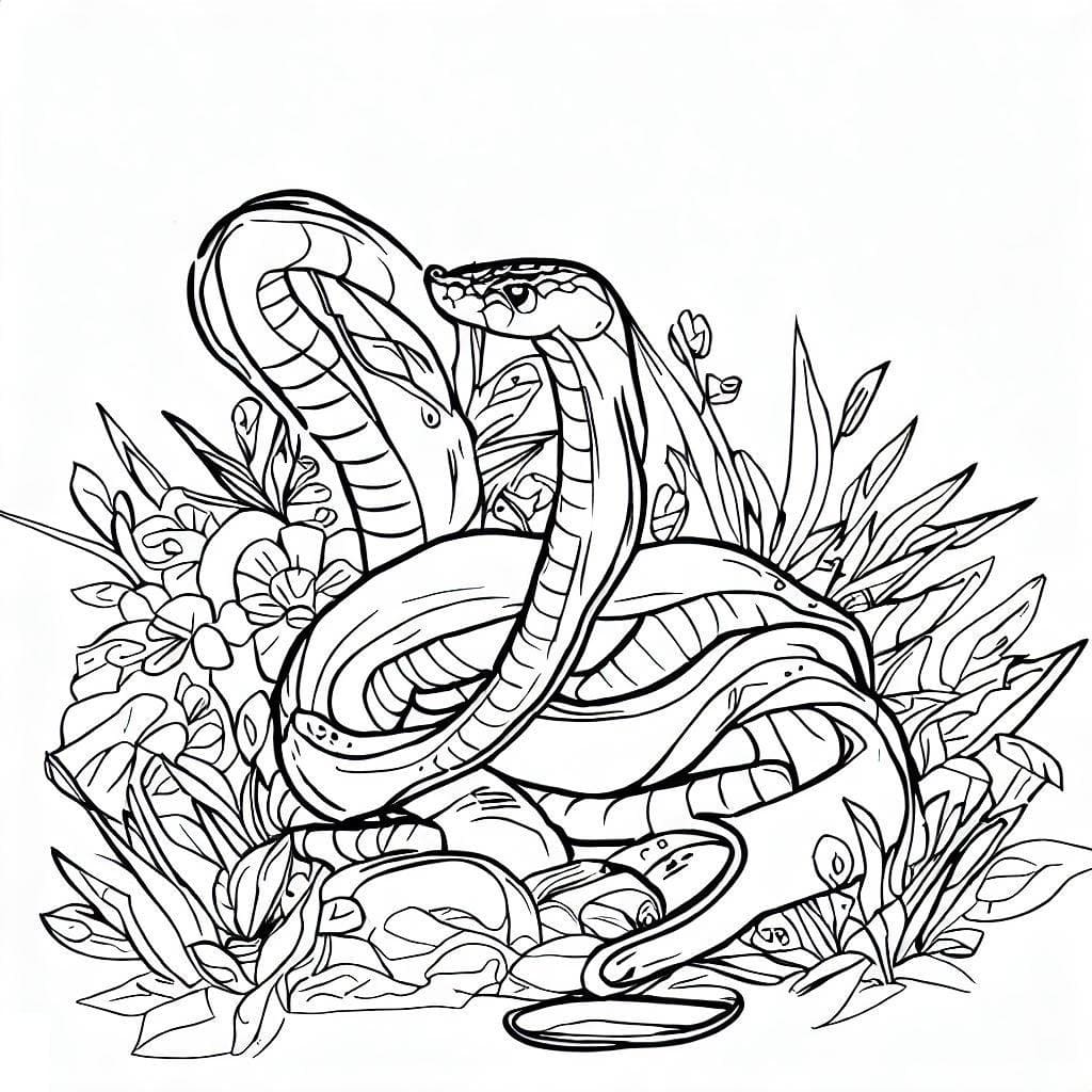 Desenho deCobra no Jardim para colorir