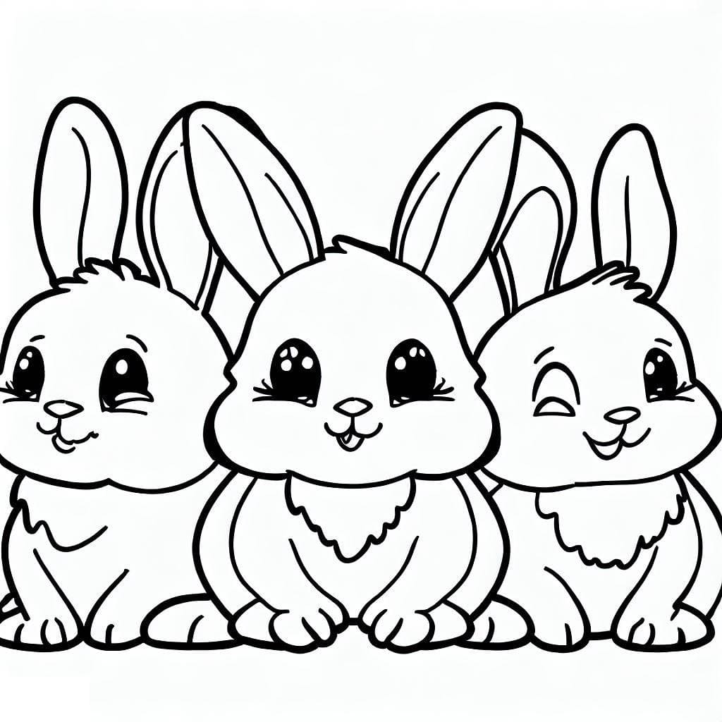 Desenho deCoelhinhos Fofos para colorir