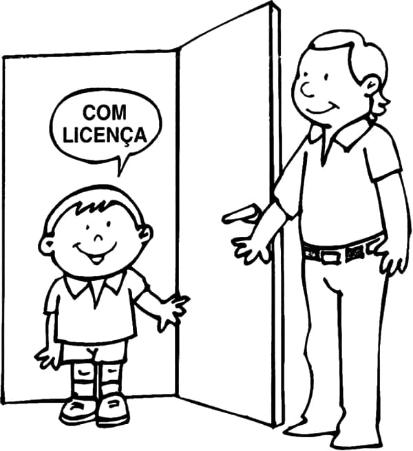 Desenho deCom Licença - Boas Maneiras para colorir