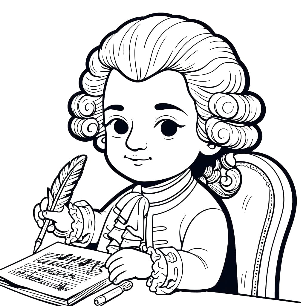 Desenho deCompositor Mozart para colorir