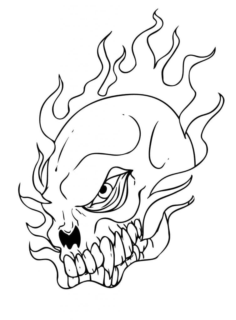 Desenho deCrânio Flamejante para colorir