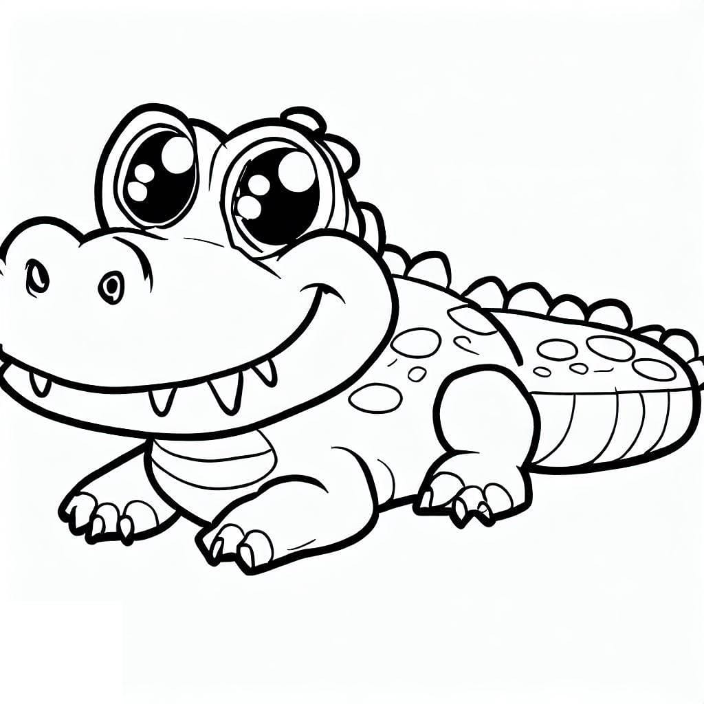 Desenho deCrocodilo Kawaii para colorir