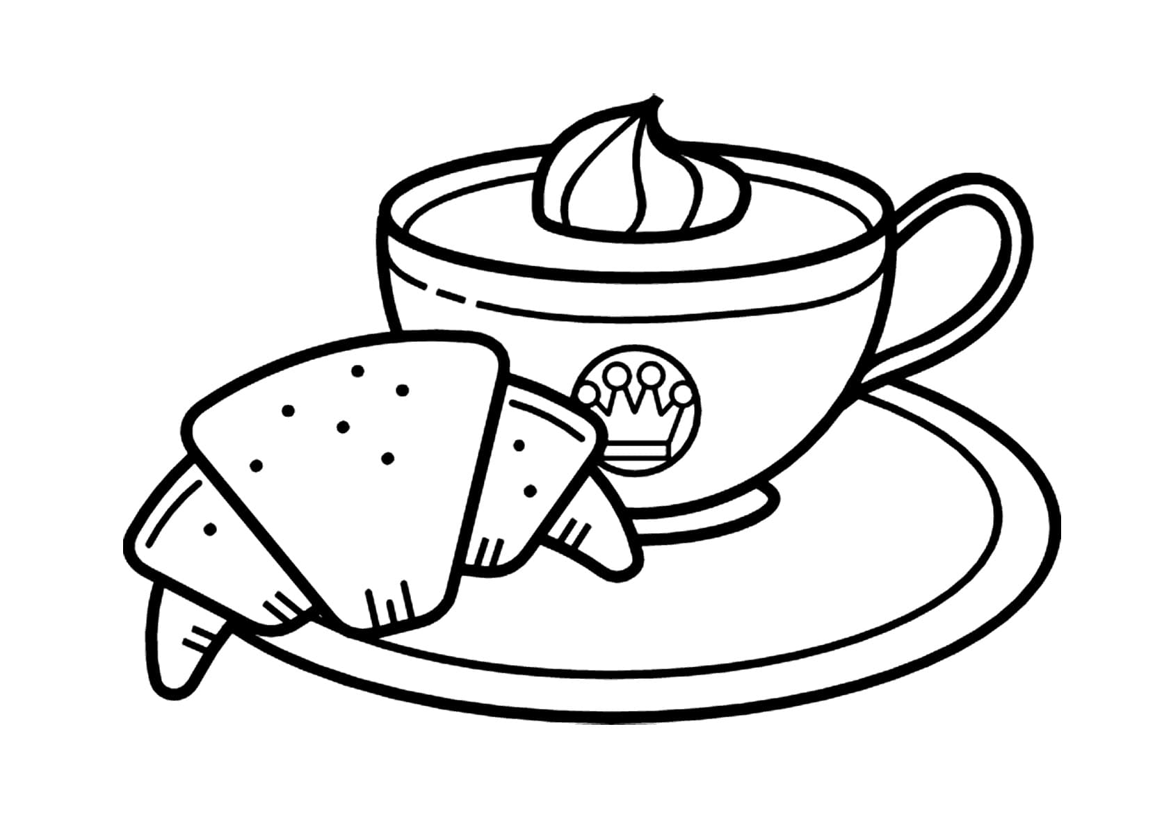 Desenho deCroissant e Café para colorir