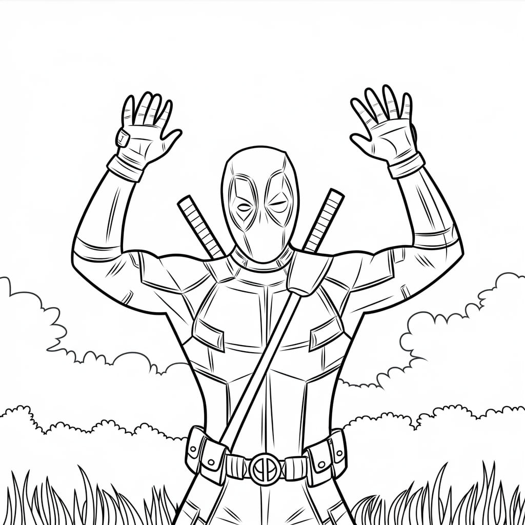 Desenho deDeadpool Levantou A Mão para colorir