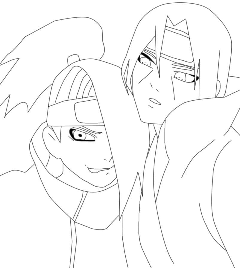 Desenho deDeidara e Itachi para colorir