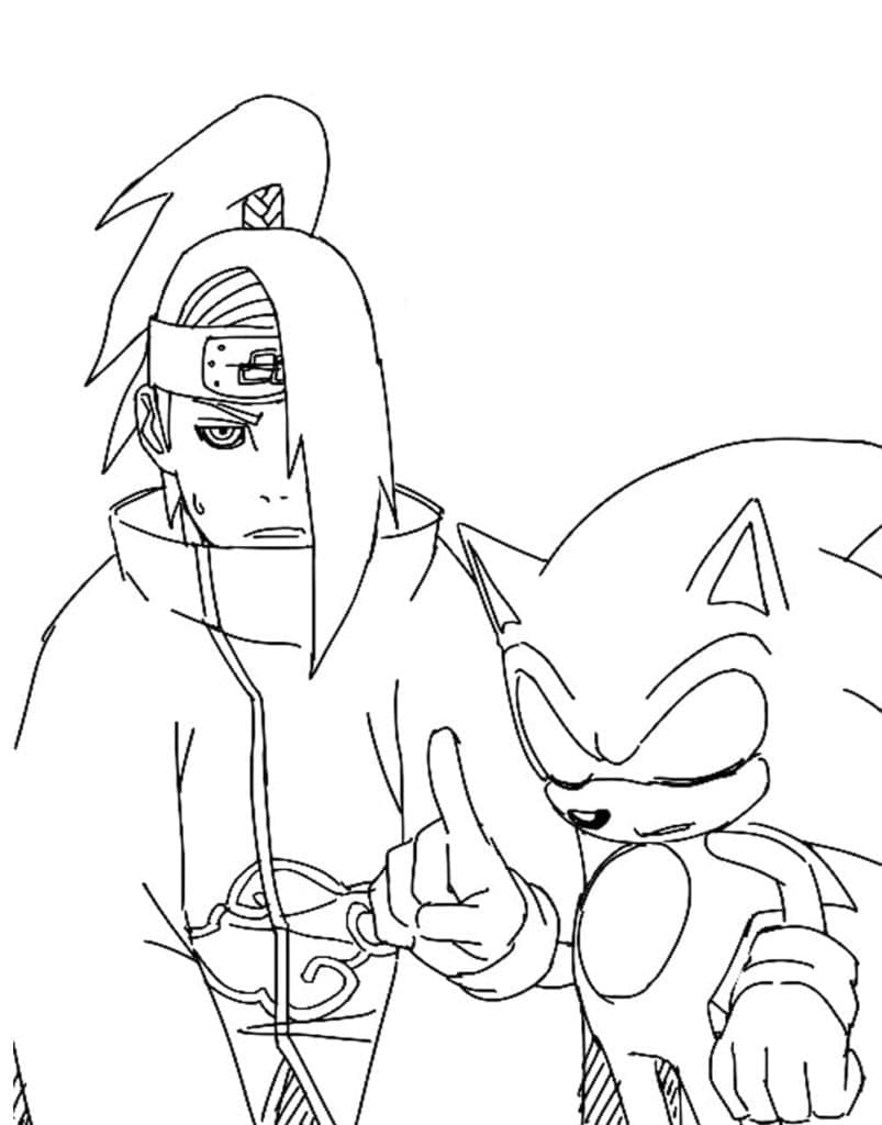 Desenho deDeidara e Sonic para colorir