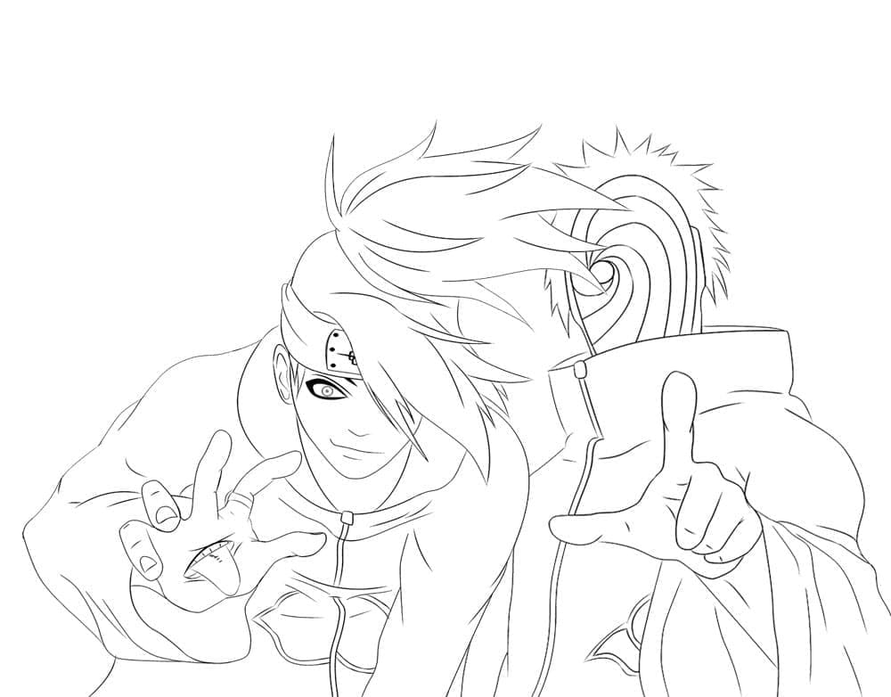 Desenho deDeidara e Tobi para colorir