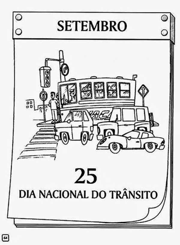 Desenho deDia Nacional do Trânsito para colorir