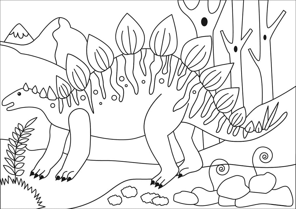 Desenho deDinossauro Estegossauro Grátis Para Crianças para colorir