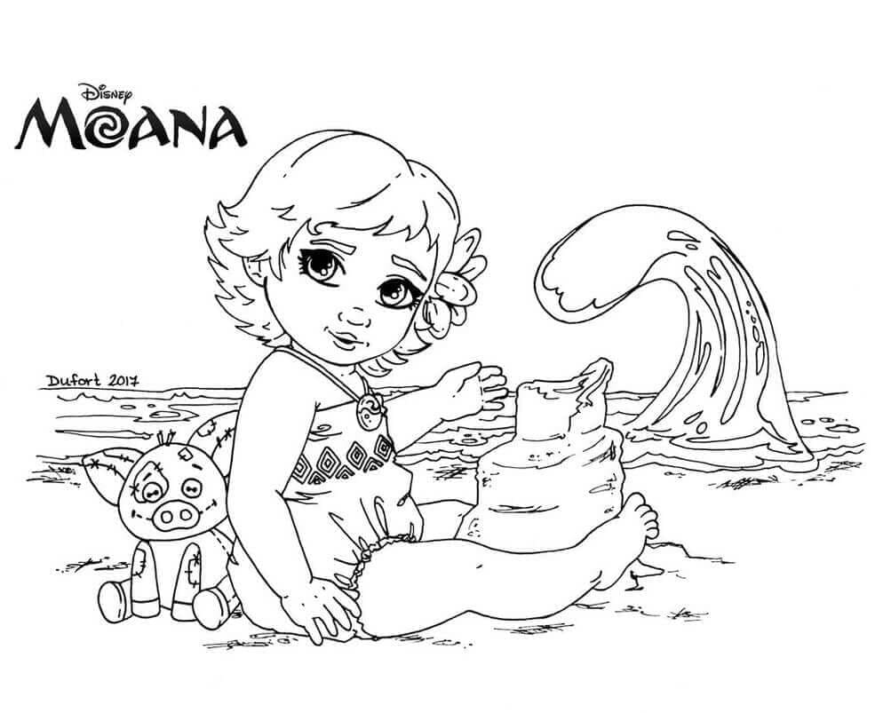 Desenho de Disney Bebê Moana para colorir