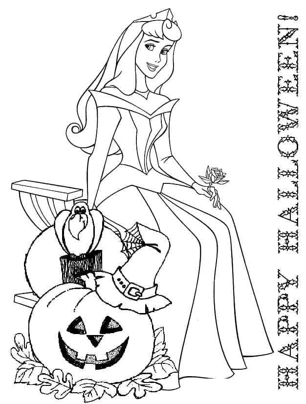 Desenho deDisney Halloween Bela Adormecida para colorir