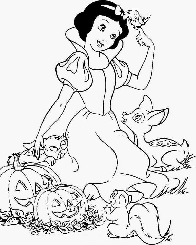 Desenho deDisney Halloween Branca de Neve para colorir