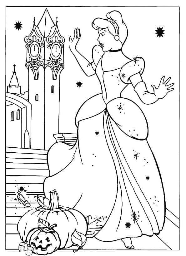 Desenho deDisney Halloween Cinderela para colorir