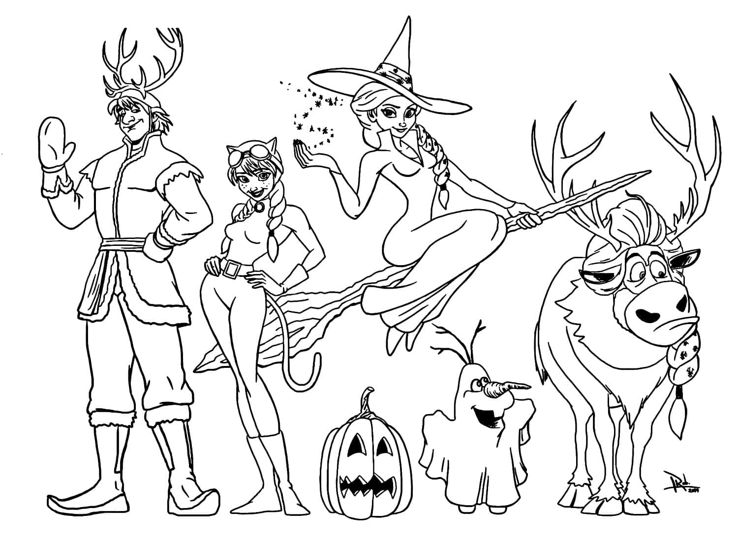 Desenho deDisney Halloween Frozen para colorir