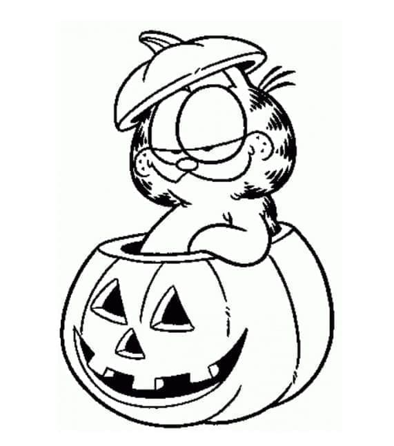 Desenho deDisney Halloween Garfield para colorir