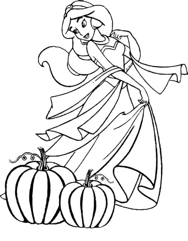 Desenho deDisney Halloween Jasmine para colorir