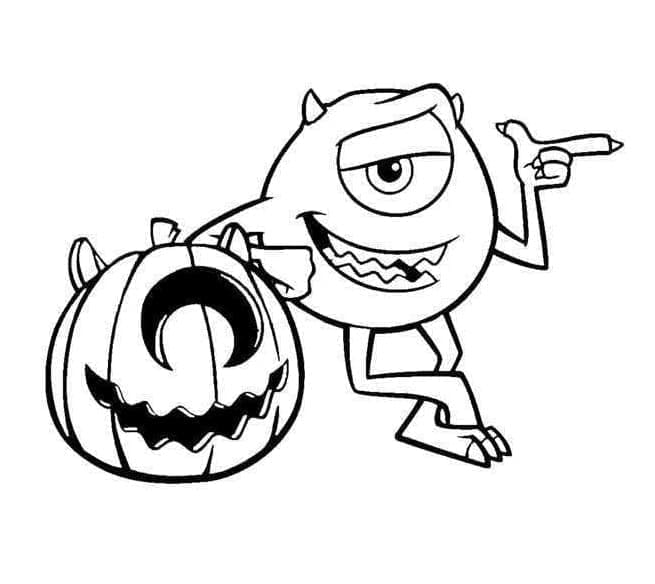 Desenho deDisney Halloween Mike Wazowski para colorir