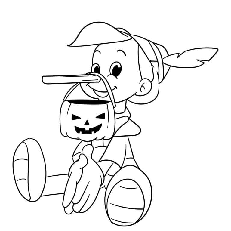 Desenho deDisney Halloween Pinóquio para colorir