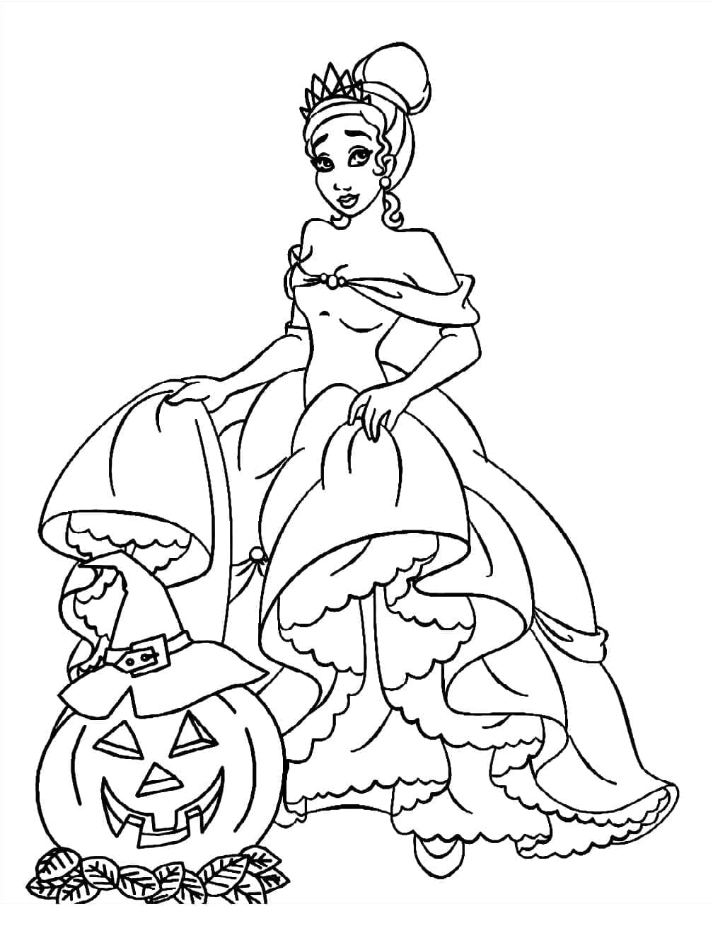 Desenho deDisney Halloween Tiana para colorir