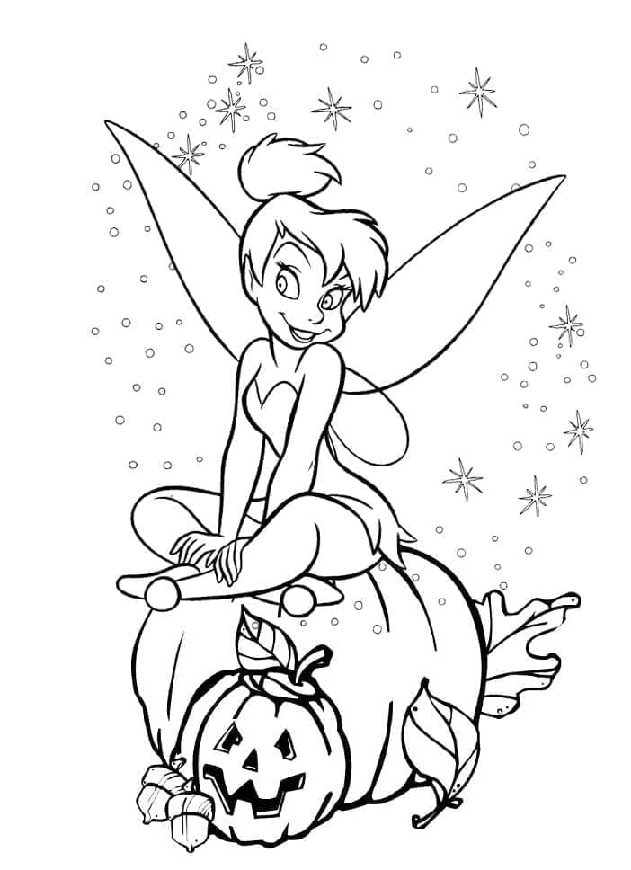 Desenho deDisney Halloween Tinker Bell para colorir