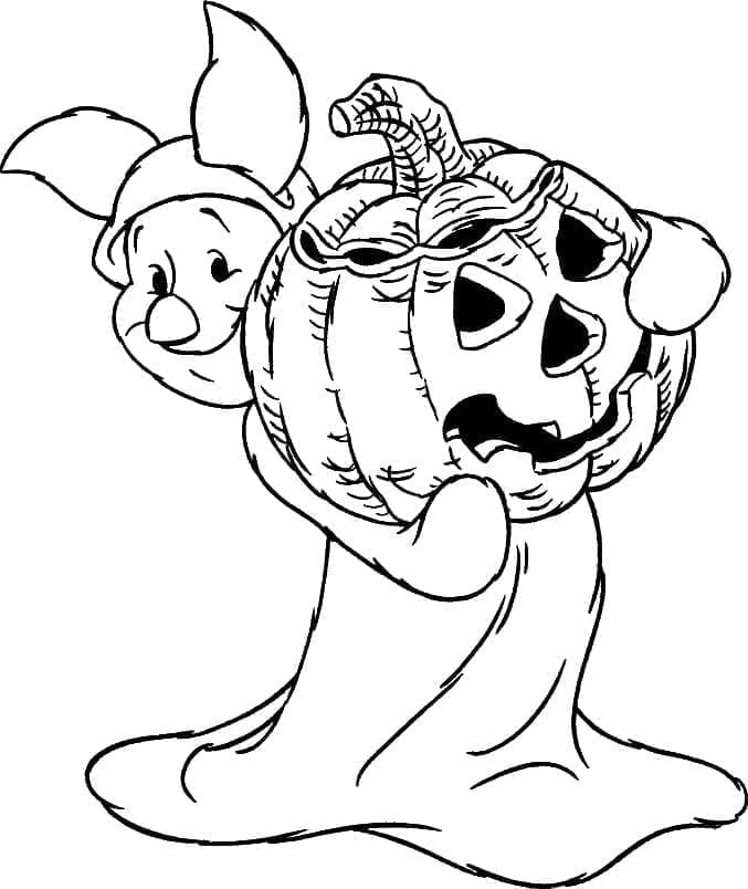 Desenho deDisney Leitão no Halloween para colorir