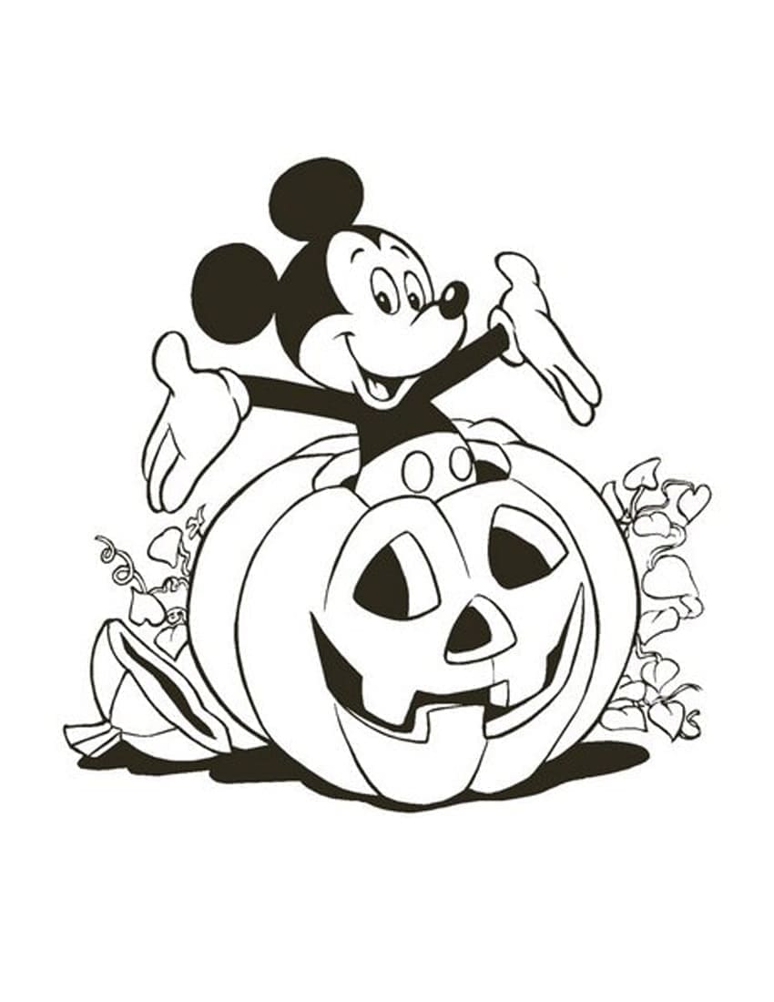 Desenho deDisney Mickey Mouse no Halloween para colorir