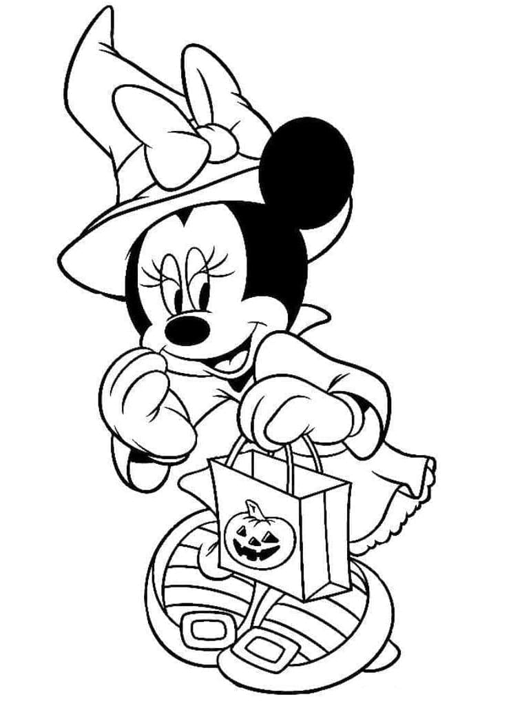 Desenho deDisney Minnie no Halloween para colorir