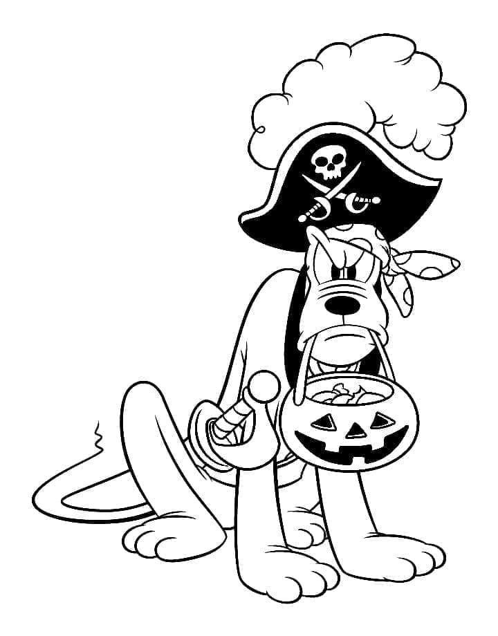 Desenho deDisney Pluto Halloween para colorir