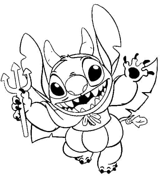 Desenho deDisney Stitch no Halloween para colorir