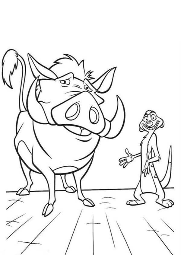 Desenho deDisney Timão e Pumba para colorir