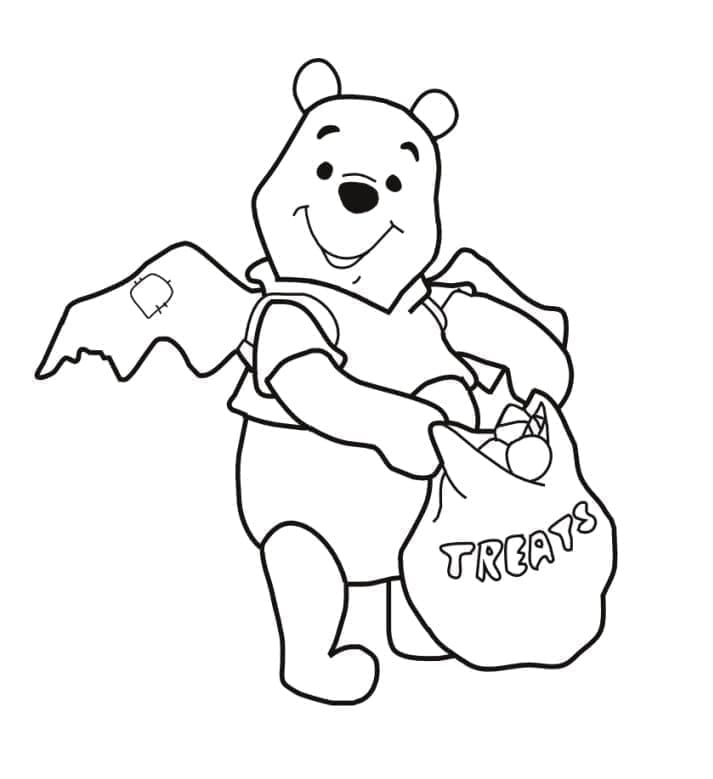 Desenho deDisney Ursinho Pooh Halloween para colorir