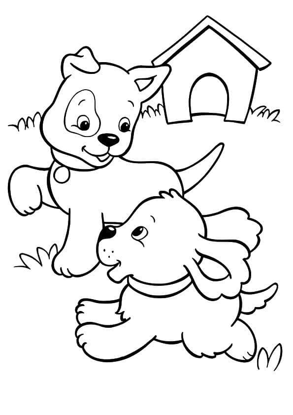 Desenho deDois Cachorrinhos para colorir