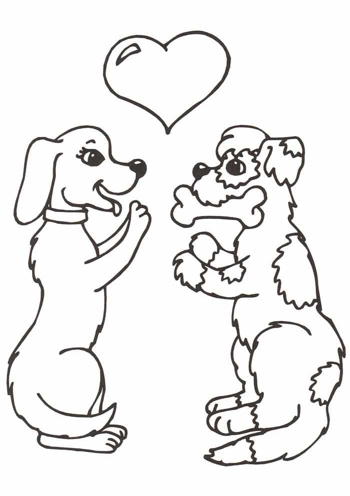 Desenho de Dois Cachorros para colorir