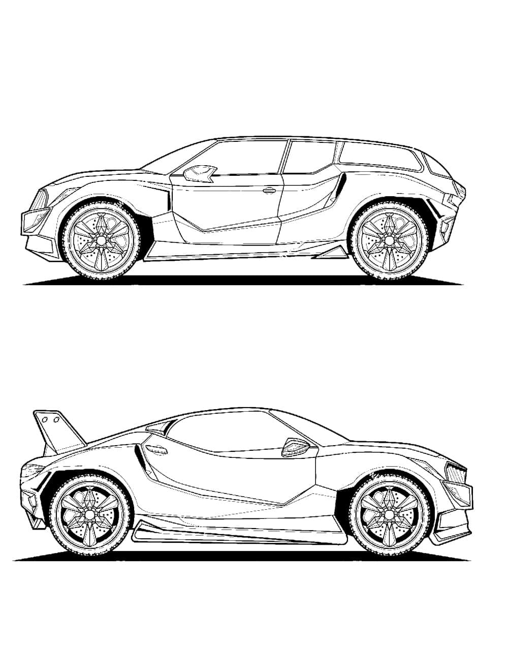 Desenho deDois Carros de Corrida para colorir