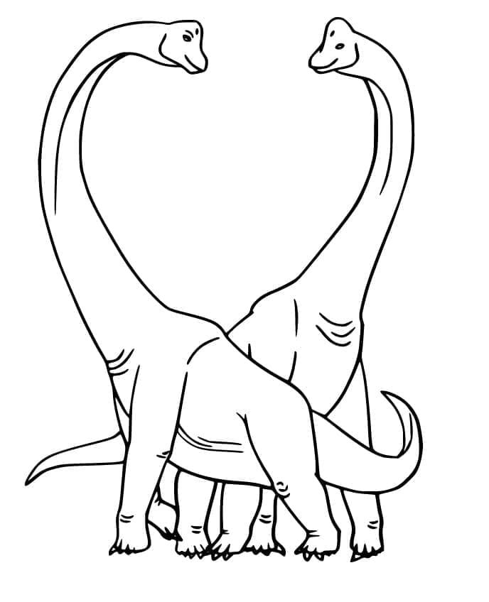 Desenho deDois Dinossauros Brachiosaurus para colorir