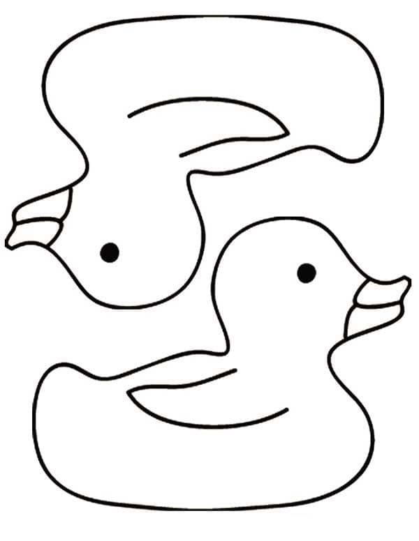 Desenho deDois Patos de Borracha para colorir