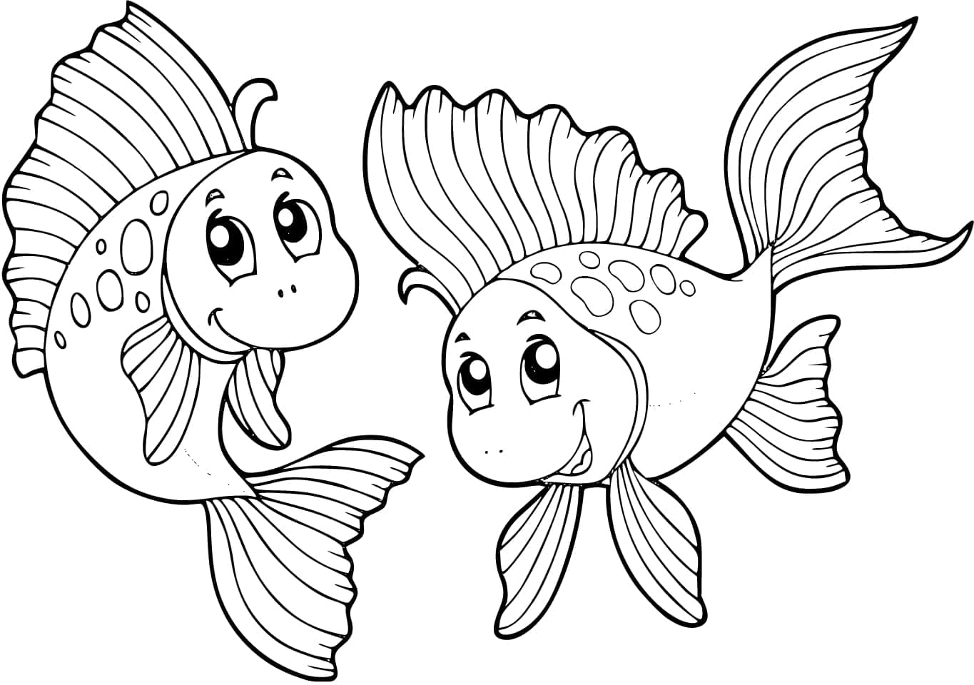 Desenho deDois Peixinhos Dourados para colorir