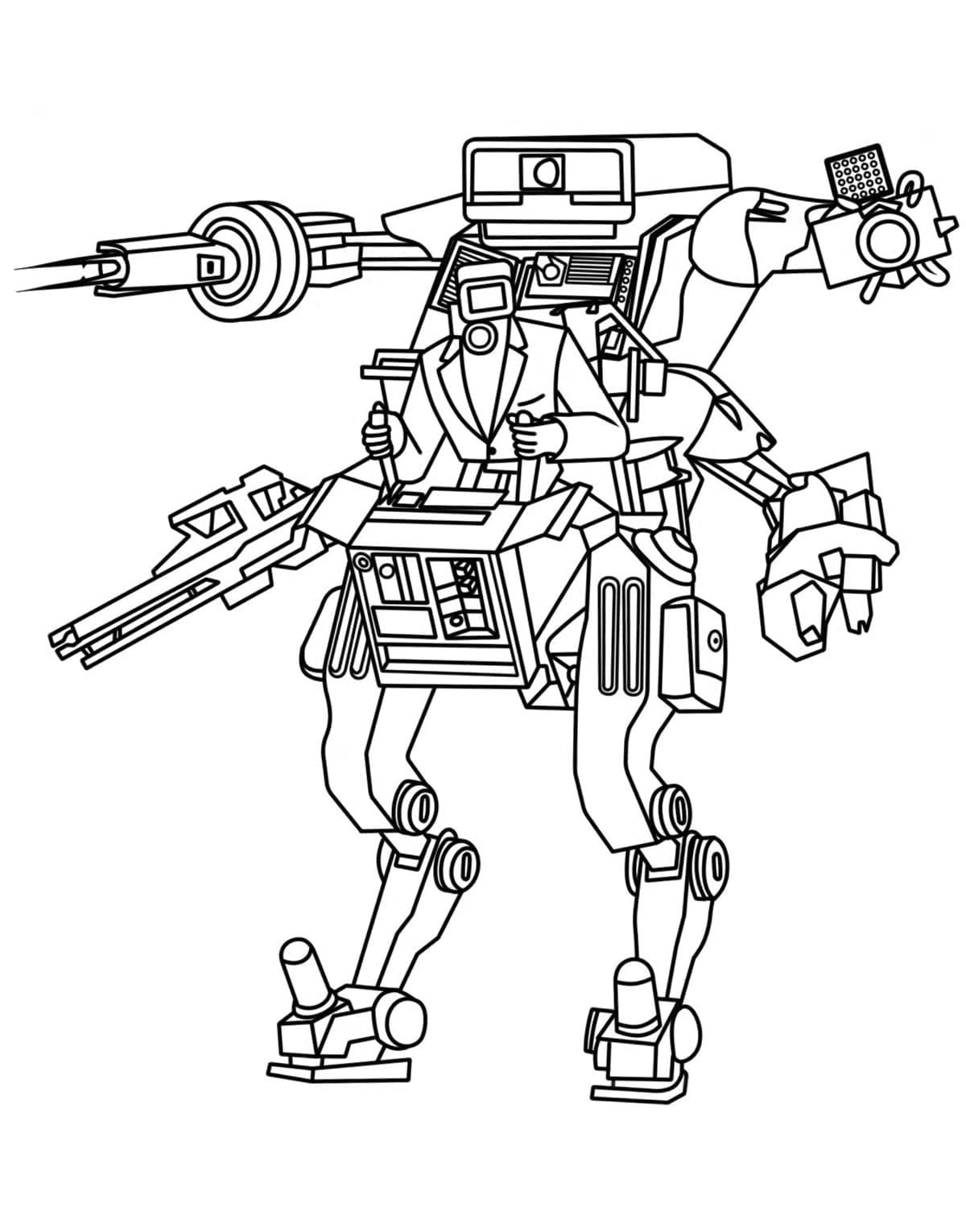 Desenho deDual Buzzsaw Mutant de Skibidi Toilet para colorir