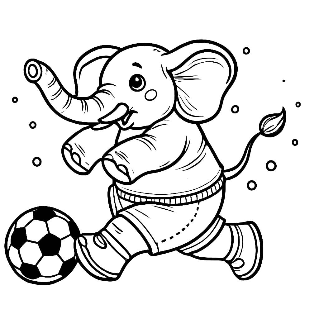 Desenho deElefante É Um Jogador De Futebol para colorir