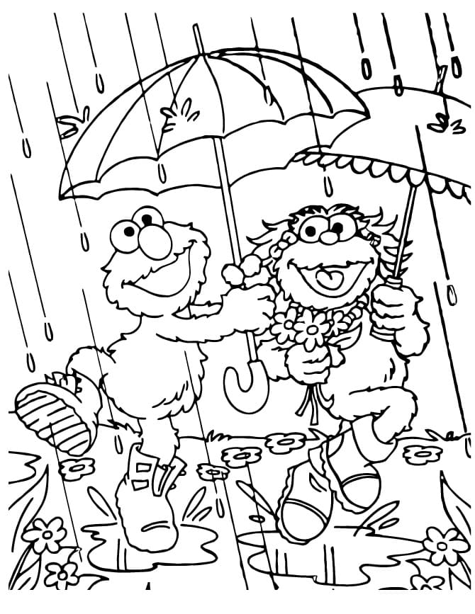 Desenho deElmo na Chuva para colorir