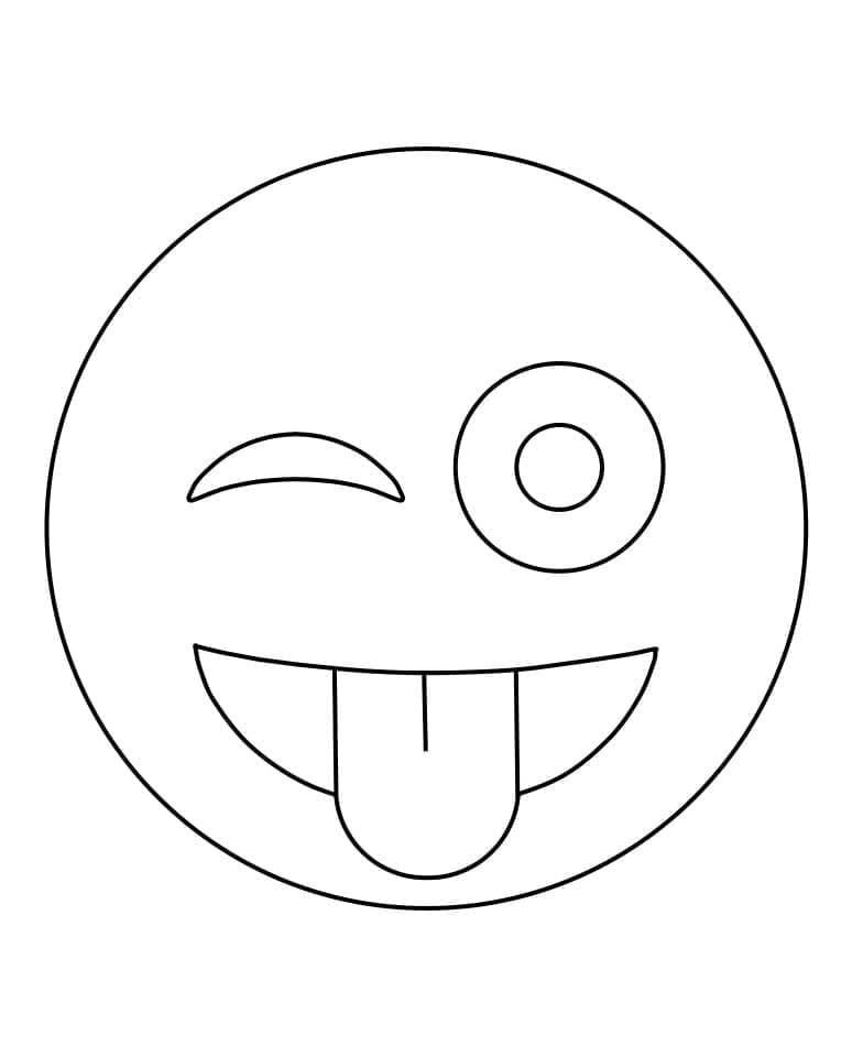 Desenho deEmoji Feliz com Língua de Fora para colorir