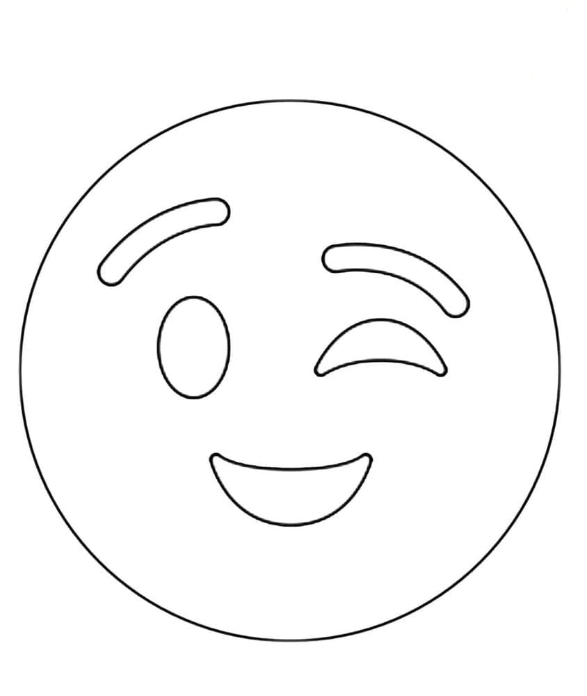 Desenho deEmoji Feliz com Olho Piscando para colorir