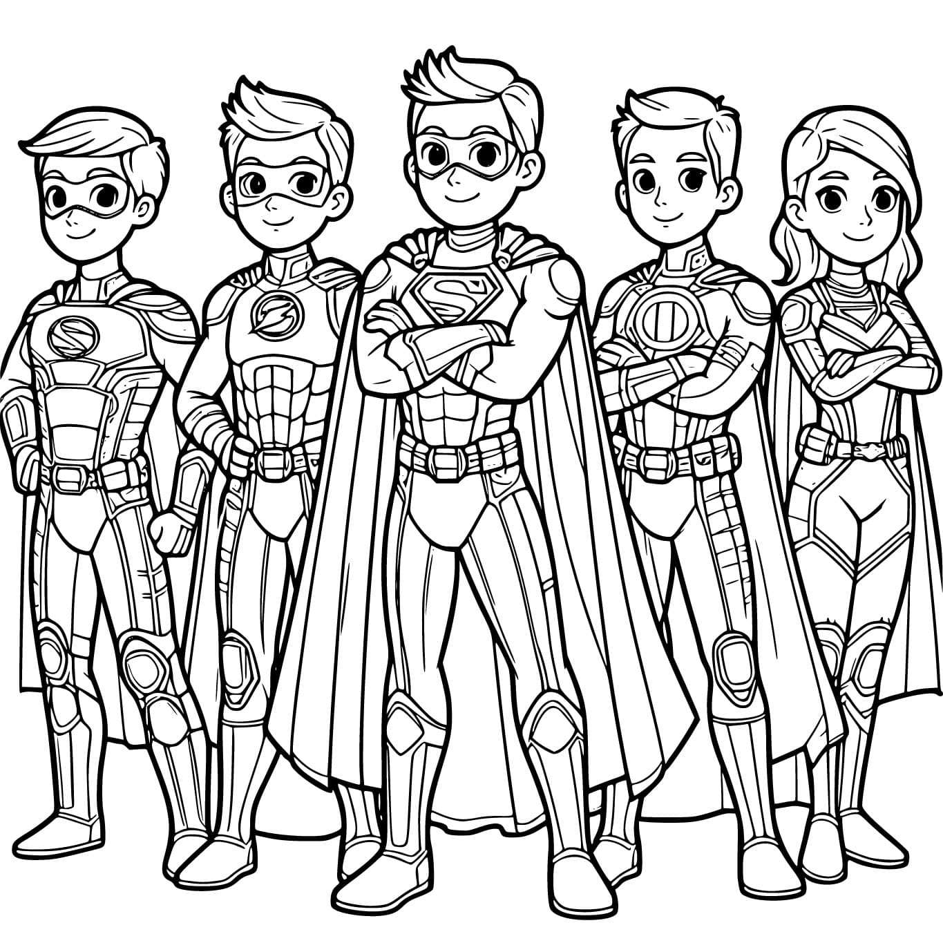 Desenho de Equipe de Super-heróis para colorir