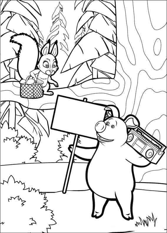 Desenho deEsquilo e Rosie de Masha e o Urso para colorir