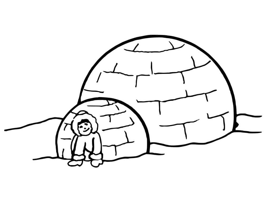 Desenho deEsquimó e Iglu para colorir