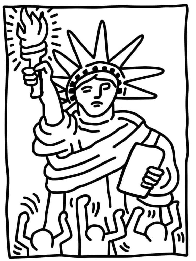 Desenho deEstátua da Liberdade de Keith Haring para colorir