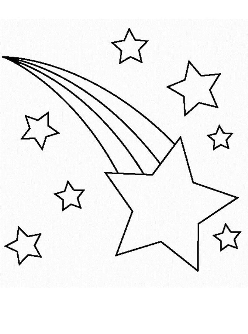 Desenho deEstrela Cadente e Estrelas para colorir