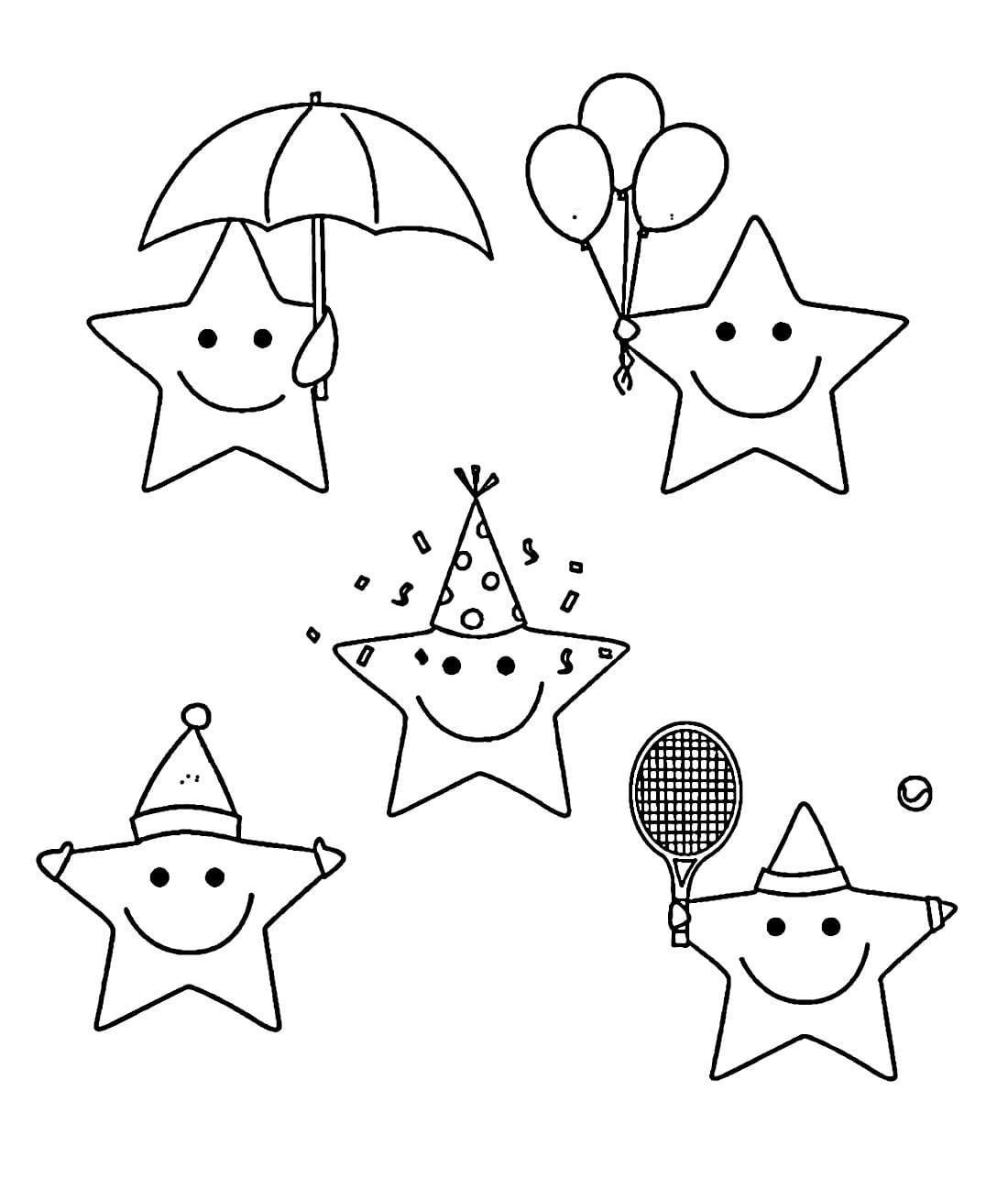 Desenho de Estrelas Fofas para colorir